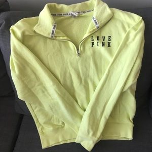 VS PINK Neon Yellow Quarter ZIP - Small